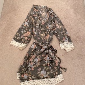 Pinkblush Floral and Lace Robe